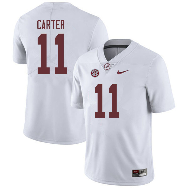 Alabama Crimson Tide Men's Scooby Carter #11 White NCAA Nike Authentic Stitched 2019 College Football Jersey BD16C84DP